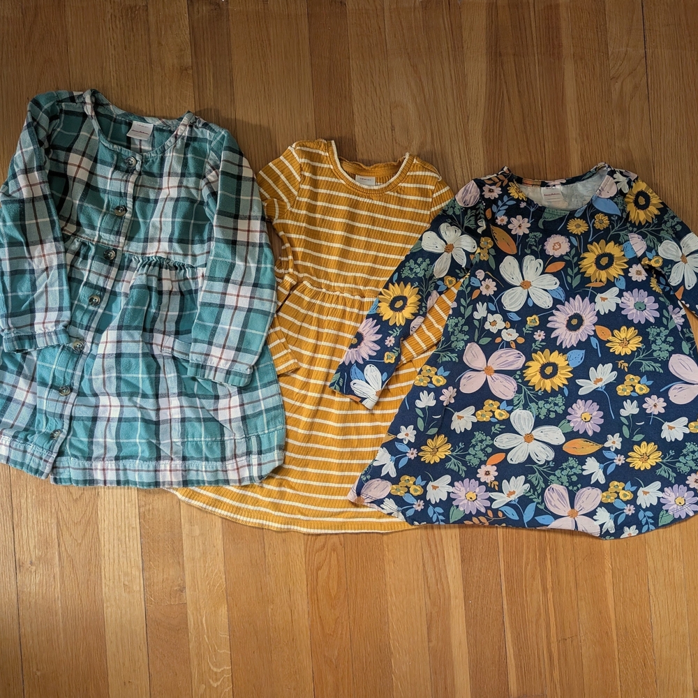 Floral and Striped Kids Dress Set